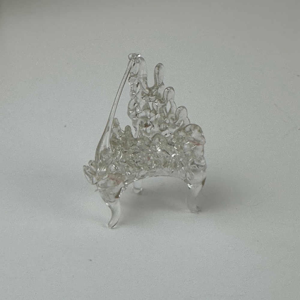 Vintage Spun Glass Miniature Grand Piano Figurine Clear Art Glass Music Decor 2"